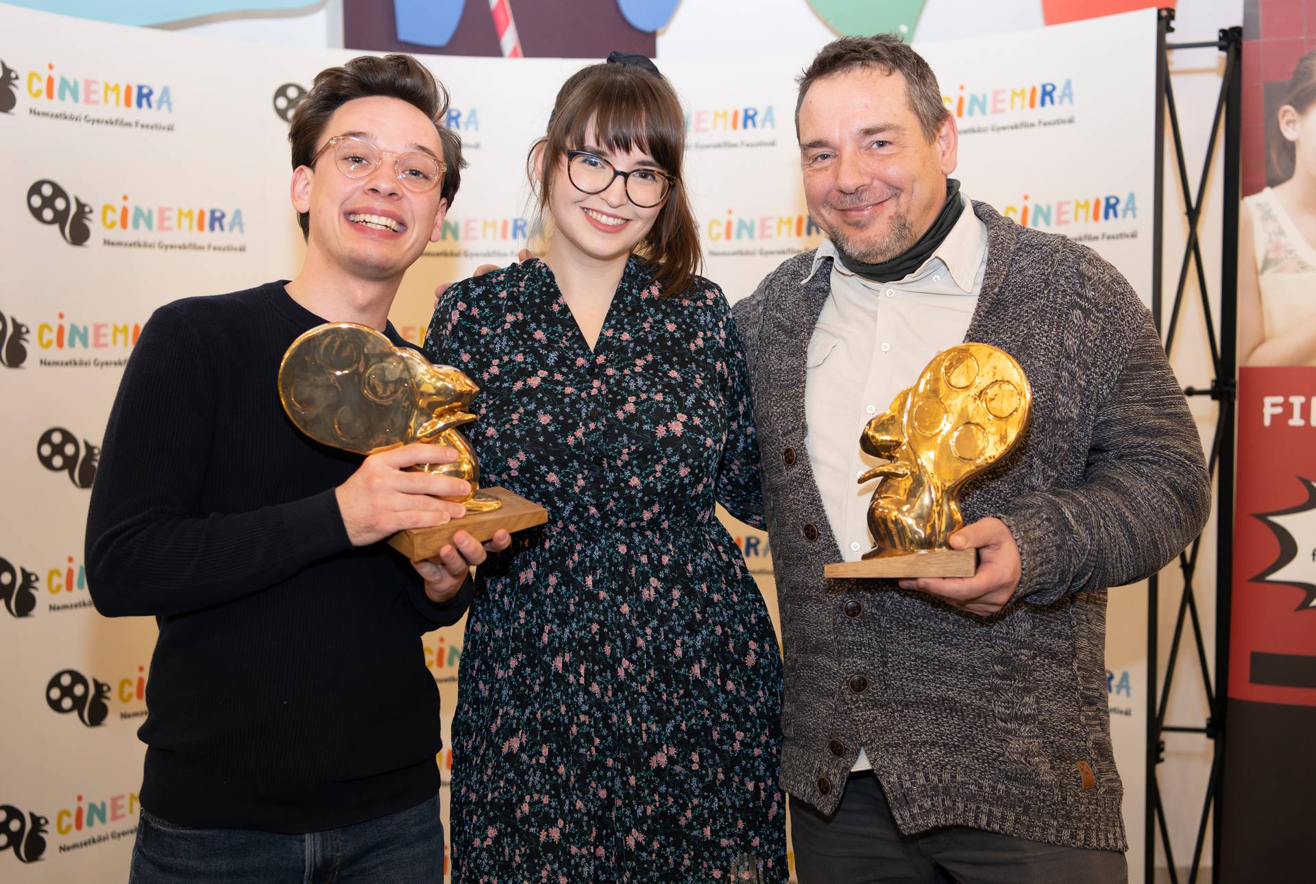 Chilton Flóra nyertes rendező, Borbás Gergő és Tóth Bálint producerek. Fotó: Posztós János